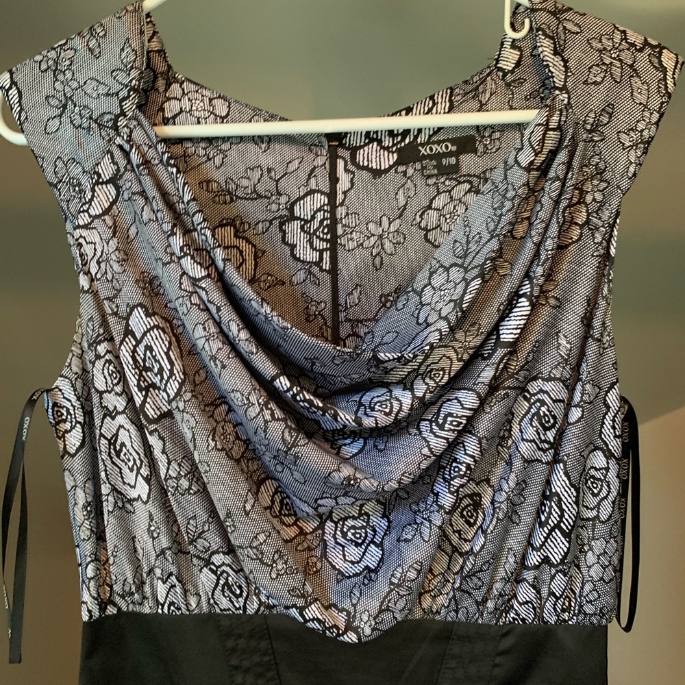 XOXO Black/Floral Satiny Dress Sz 9/10